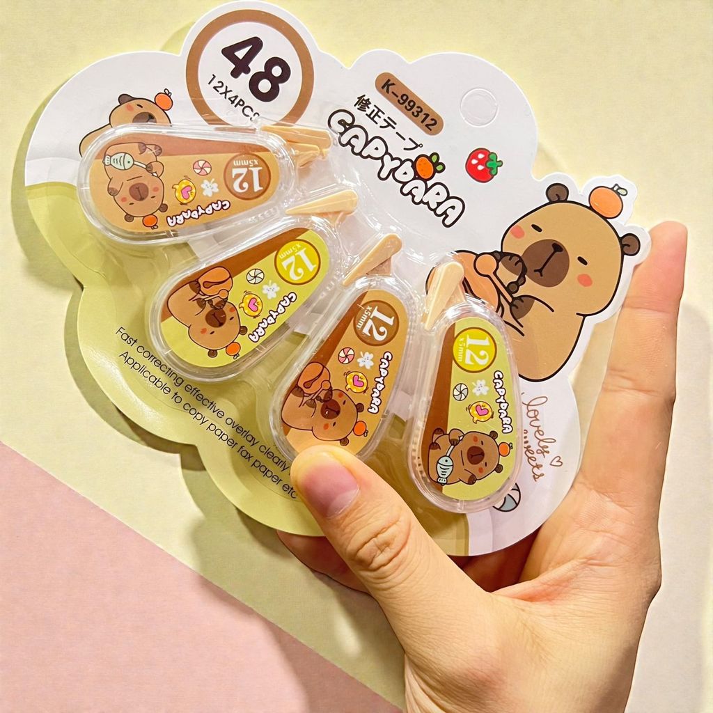 Kit Escolar 4 Unidades Corretivo em Fita Capivara Fofo -  Papelaria Kawaii