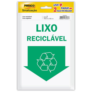 Etiqueta sinalização Lixo Reciclável/Lixo Orgânico 14x19cm Pimaco em Oferta na Shopee