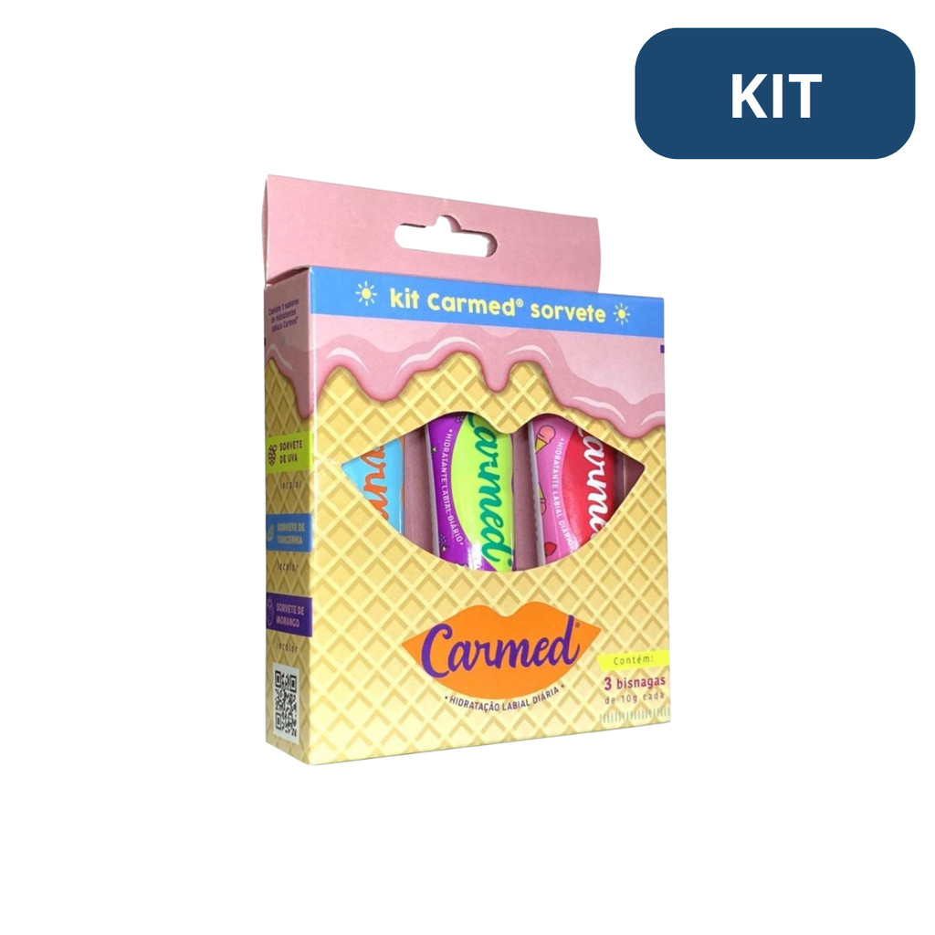 Kit Carmed Sorvete Verao Com 3 Bisnagas De 10g Cada em Oferta na Shopee