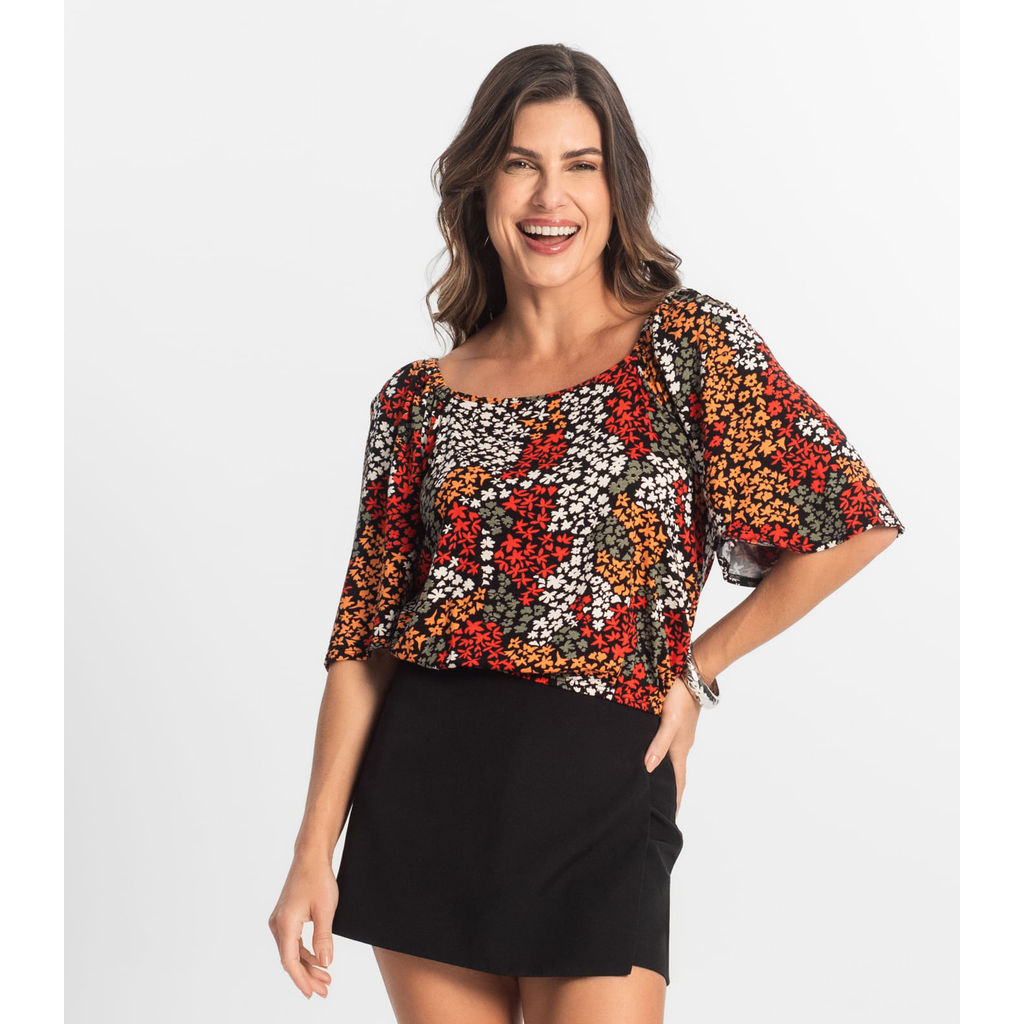 Blusa Feminina Manga Curta Select Laranja em Oferta na Shopee