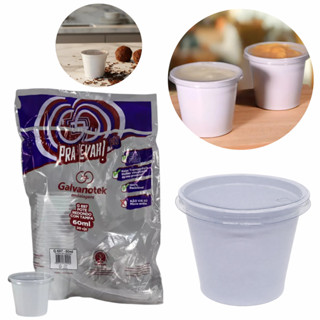 20~100 Pote Embalagem Mini Copo Molheira G697 Com Tampa Reta 60ml Branco, Preto & Cristal Galvanotek em Oferta na Shopee