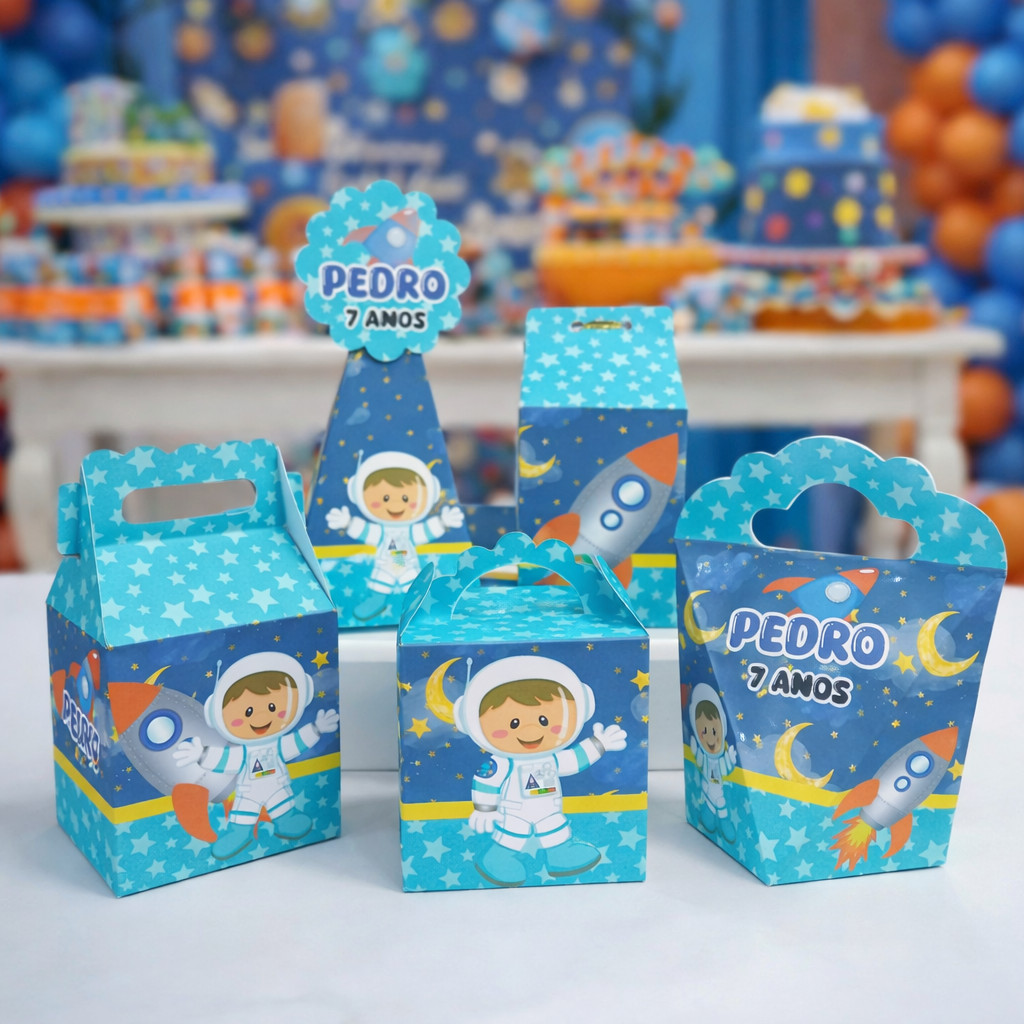 Personalizados Astronauta 2 Pegue e Monte Lembrancinha caixinhas Aniversário kit festa infantil Decoração