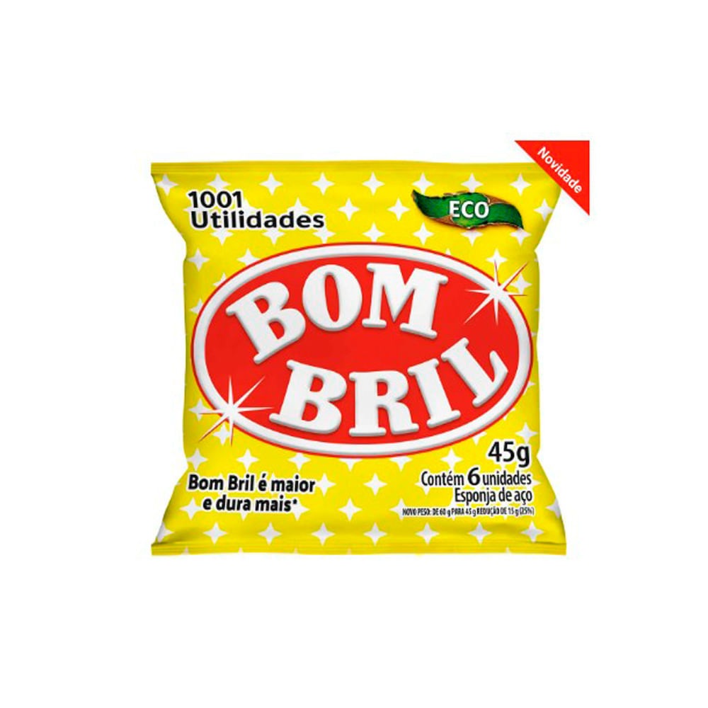 Esponja de Aço Bombril Eco 1001 Utilidades com 6 Unidades 45g em Oferta na Shopee