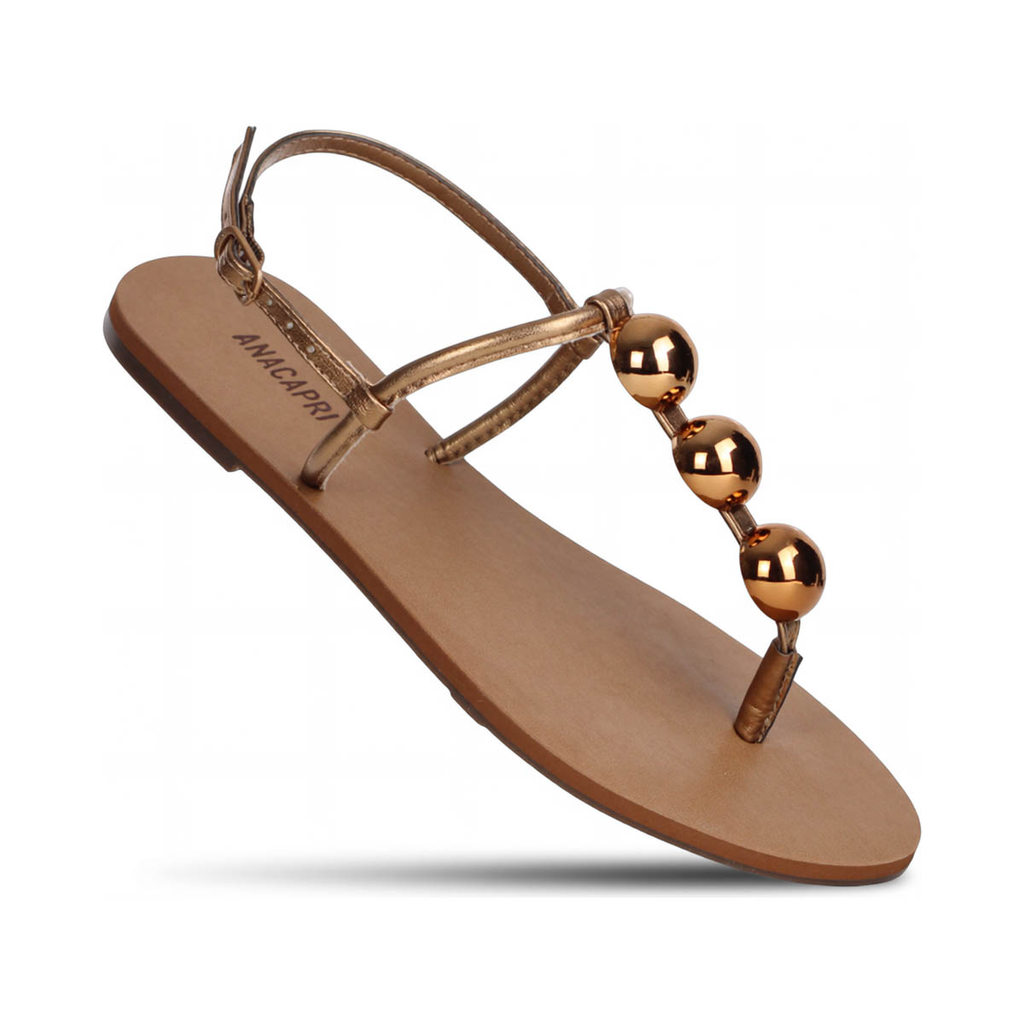 Sandália Rasteira Anacapri Slim Adorno Bronze - Feminino em Oferta na Shopee