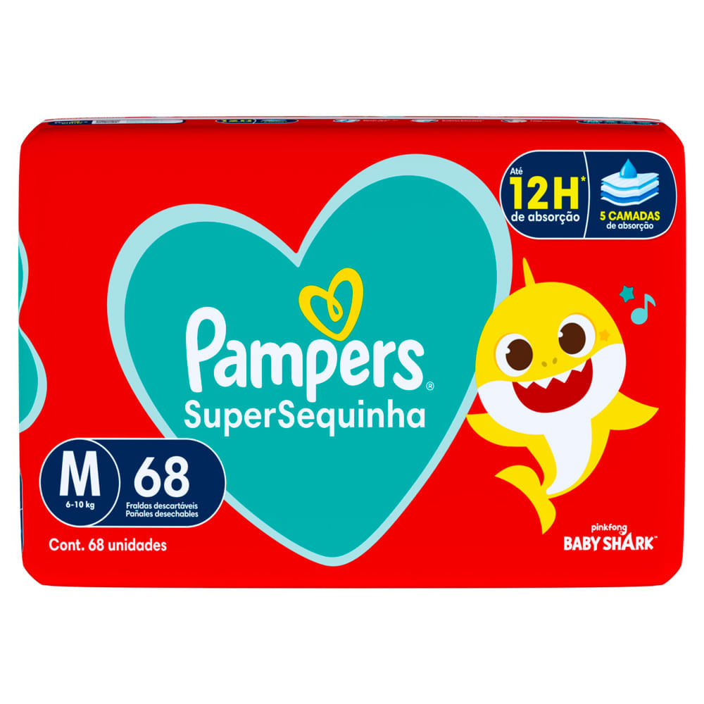 Fralda Pampers Supersequinha Tamanho M 68 Unidades Descartáveis em Oferta na Shopee