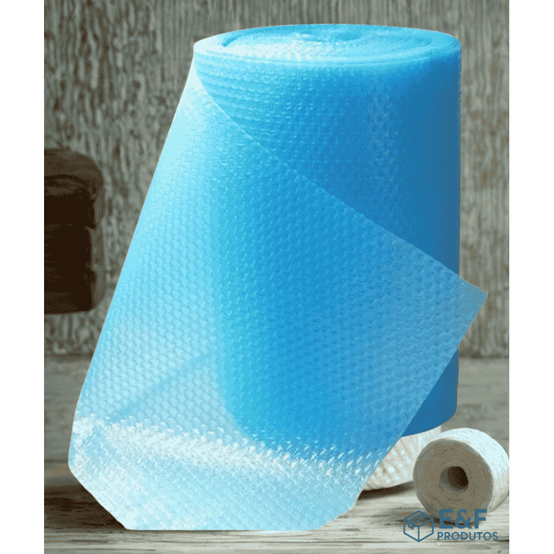 Bobina Plástico Bolha Azul 30cm x 100m 35 Micras Reforçada Kit para Embalagem Proteção e Envio