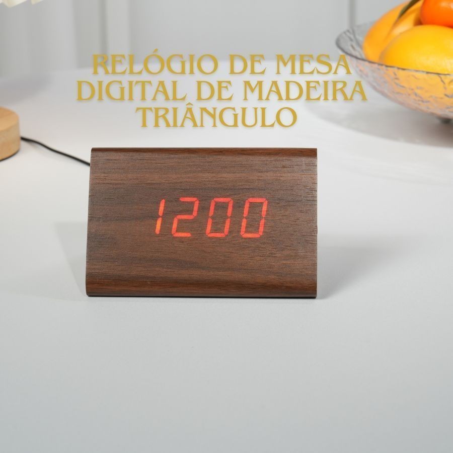 Despertador Digital Elétrico Led Vermelho de Madeira Triângulo Mesa em Oferta na Shopee