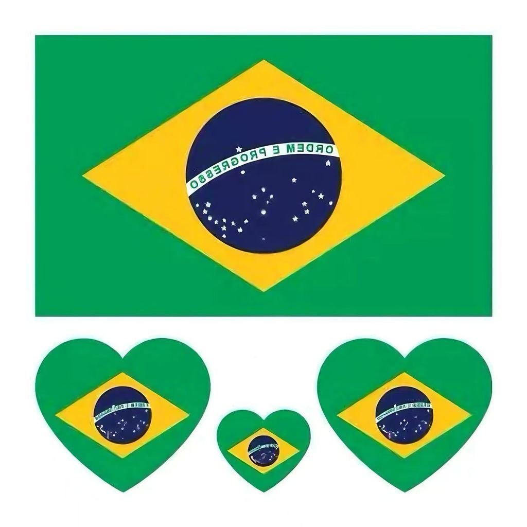 Produtos da Copa do Mundo Emblema de bandeira do Brasil 2026 - Adesivo de tatuagem para torcedores da Copa do Mundo