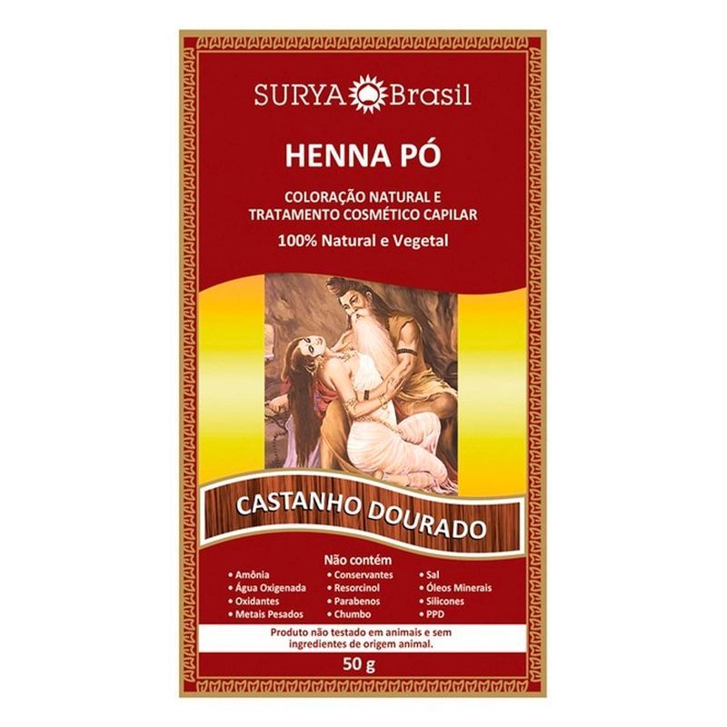 Tintura Em Pó Henna Surya Castanho Dourado 50g em Oferta na Shopee