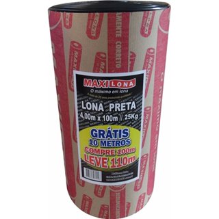 Lona Plástica Maxilona Preta 4X100m 25Kg+10m Grátis em Oferta na Shopee