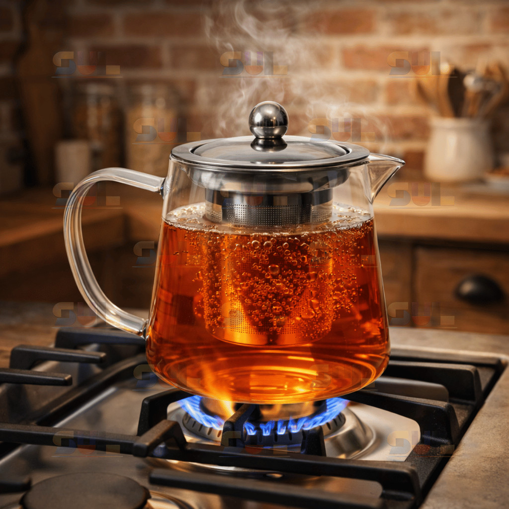 Chaleira de Vidro Borossilicato RETA com Infusor e Tampa em Aço Inox Vai ao Fogo Café em Oferta na Shopee