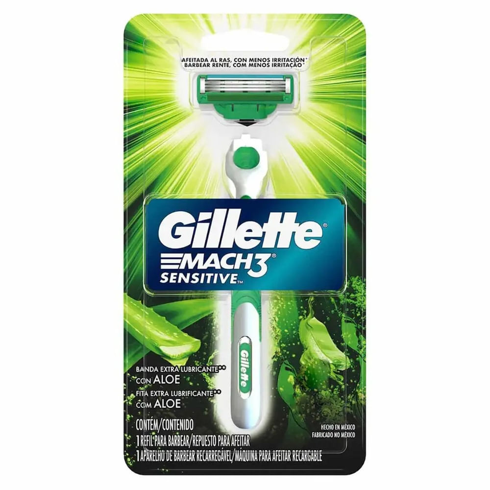 Aparelho de Barbear Gillette Mach3 Sensitive 1 Unidade em Oferta na Shopee
