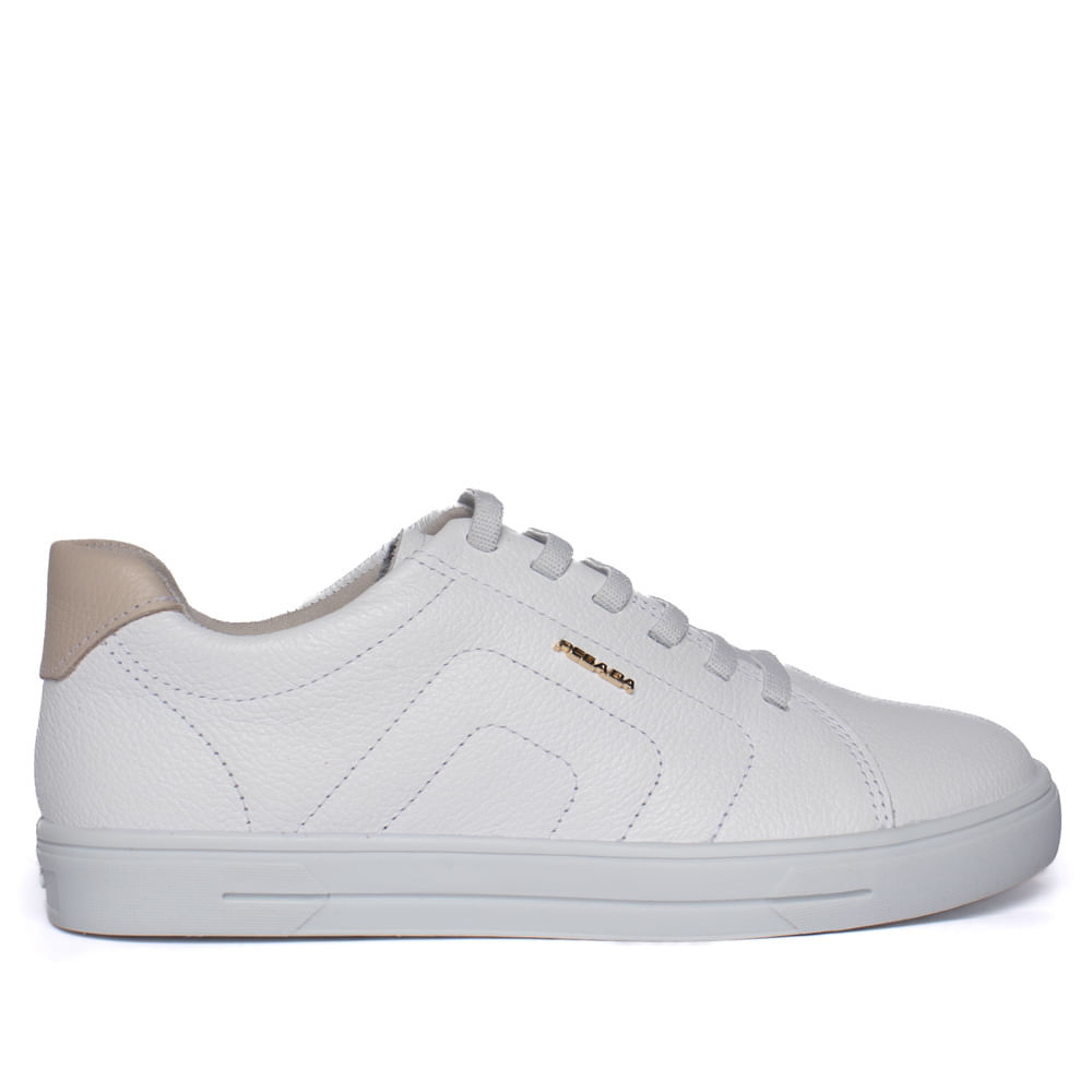 Tênis Feminino Pegada Couro Munique Burnished Branco/Bege em Oferta na Shopee