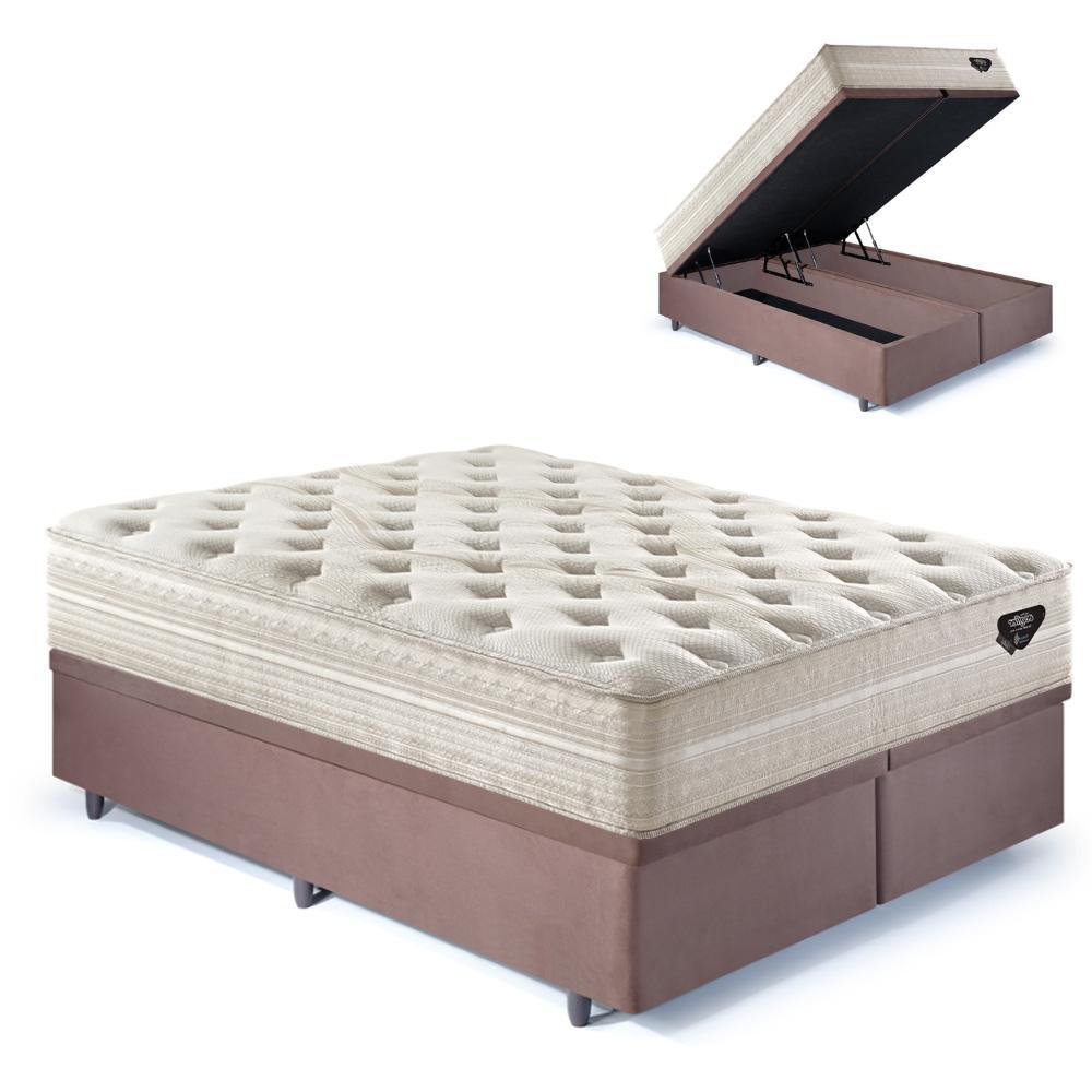 Base Box Baú Casal 138x188 Suede Marrom com Colchão Audaz