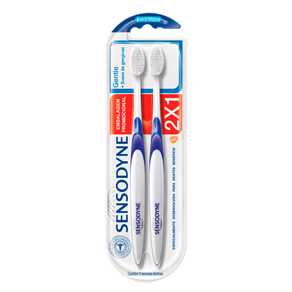 Escova Dental Sensodyne Gentle Cores Sortidas Extra Macia 2 Unidades