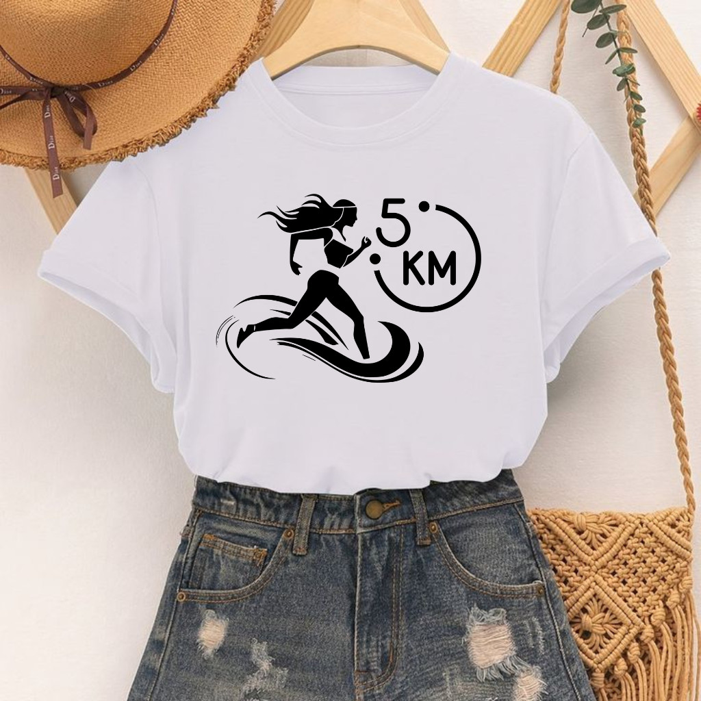 CAMISETA CAMISA BLUSA TSHIRT ESTAMPADA CORRIDA CAMINHADA  RUN ESPORTE FITNESS  5K TENDENCIA FEMININA