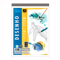Bloco desenho branco A4 150g com 20 folhas Tilibra