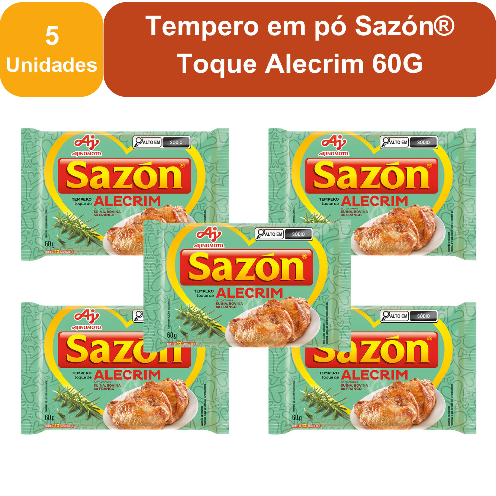 Kit 5 Unidades Tempero em pó Sazón® Toque Alecrim 60G em Oferta na Shopee