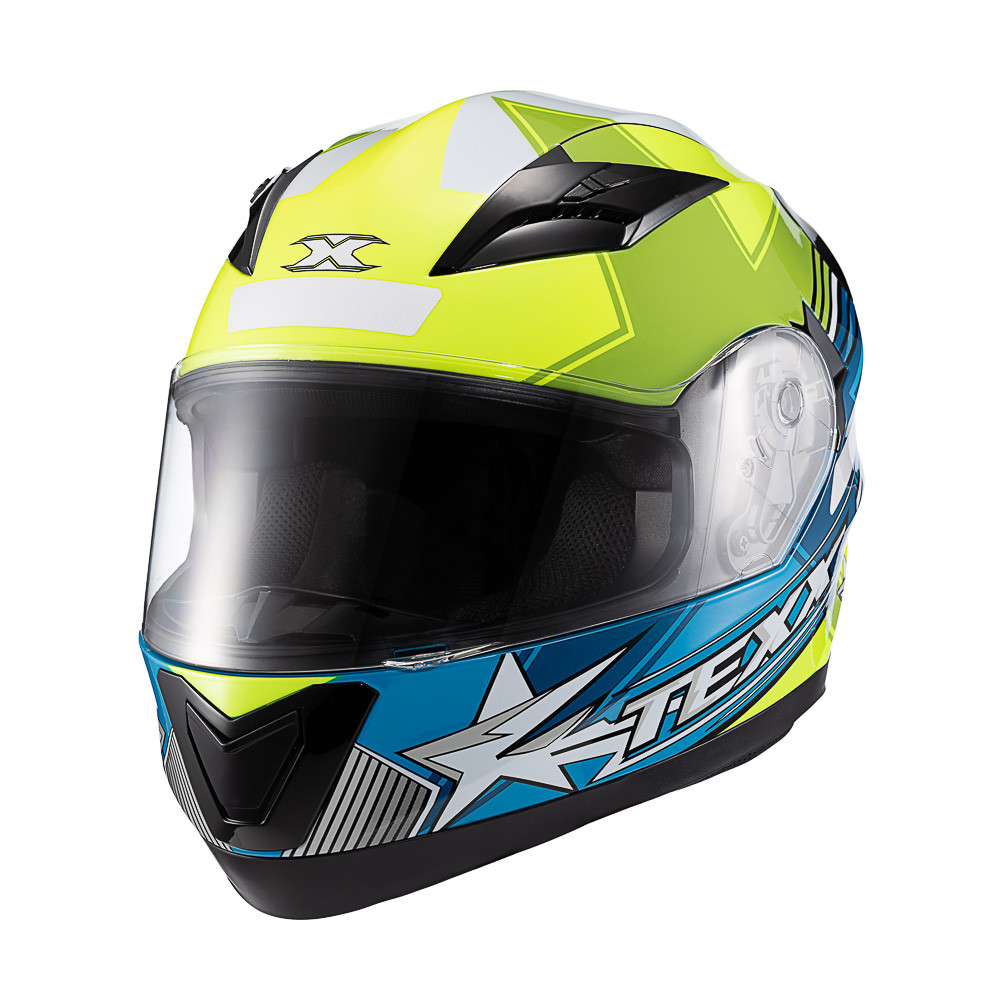 Capacete Moto Texx Strike Superstar Verde Azul Branco