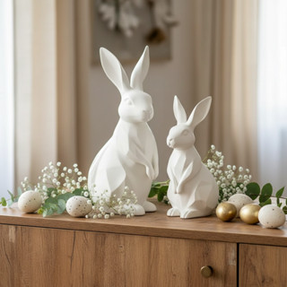 2 Coelhos Decorativos Páscoa Moderno Geométrico Decoração Sala e Escritório em Oferta na Shopee