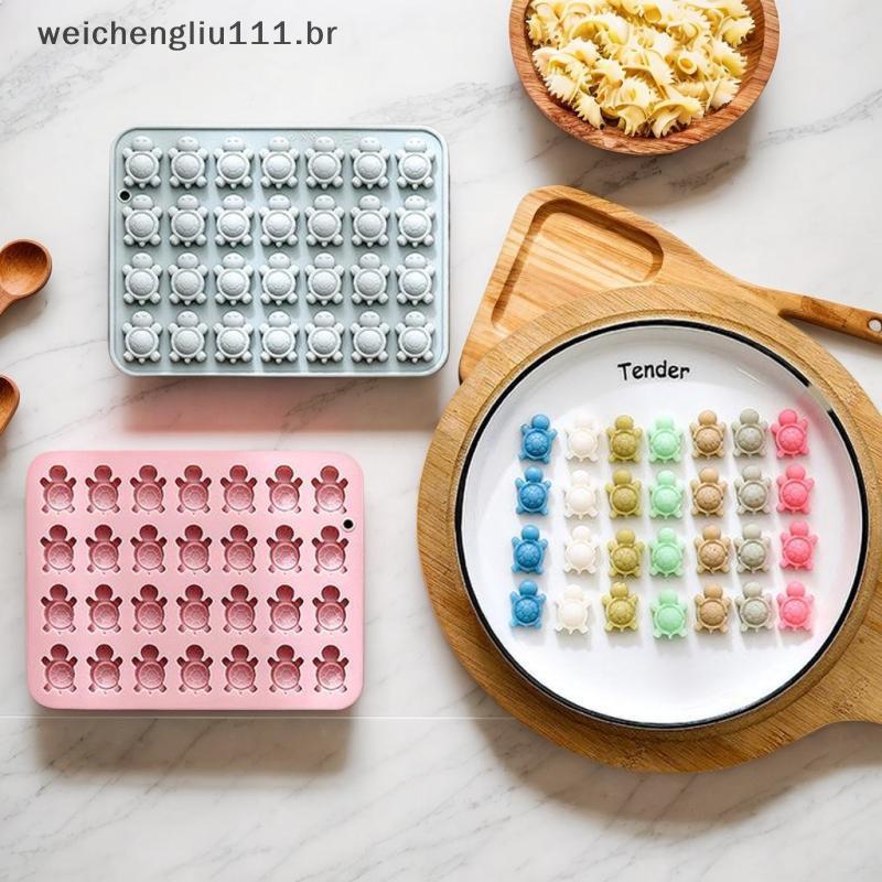 # weicheng 28 Molde De Silicone Em Forma De Tartaruga Consecutiva Chocolate De Desenho Animado Bandeja De Cubos De Gelo 