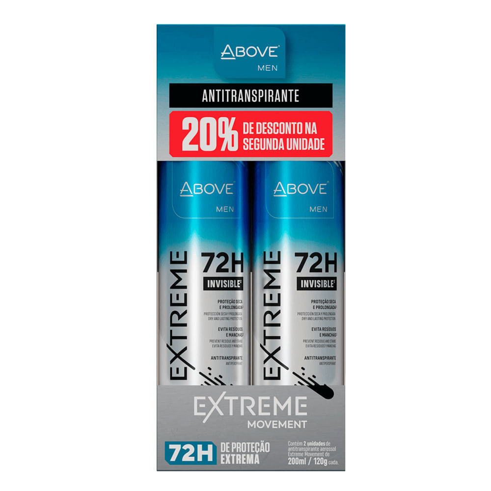 Kit Desodorante Aerossol Above Extreme Movement Com 2 Unidades 200ml em Oferta na Shopee