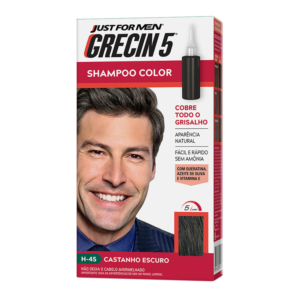 Grecin 5 Shampoo Color Tonalizante Castanho Escuro 60ml em Oferta na Shopee