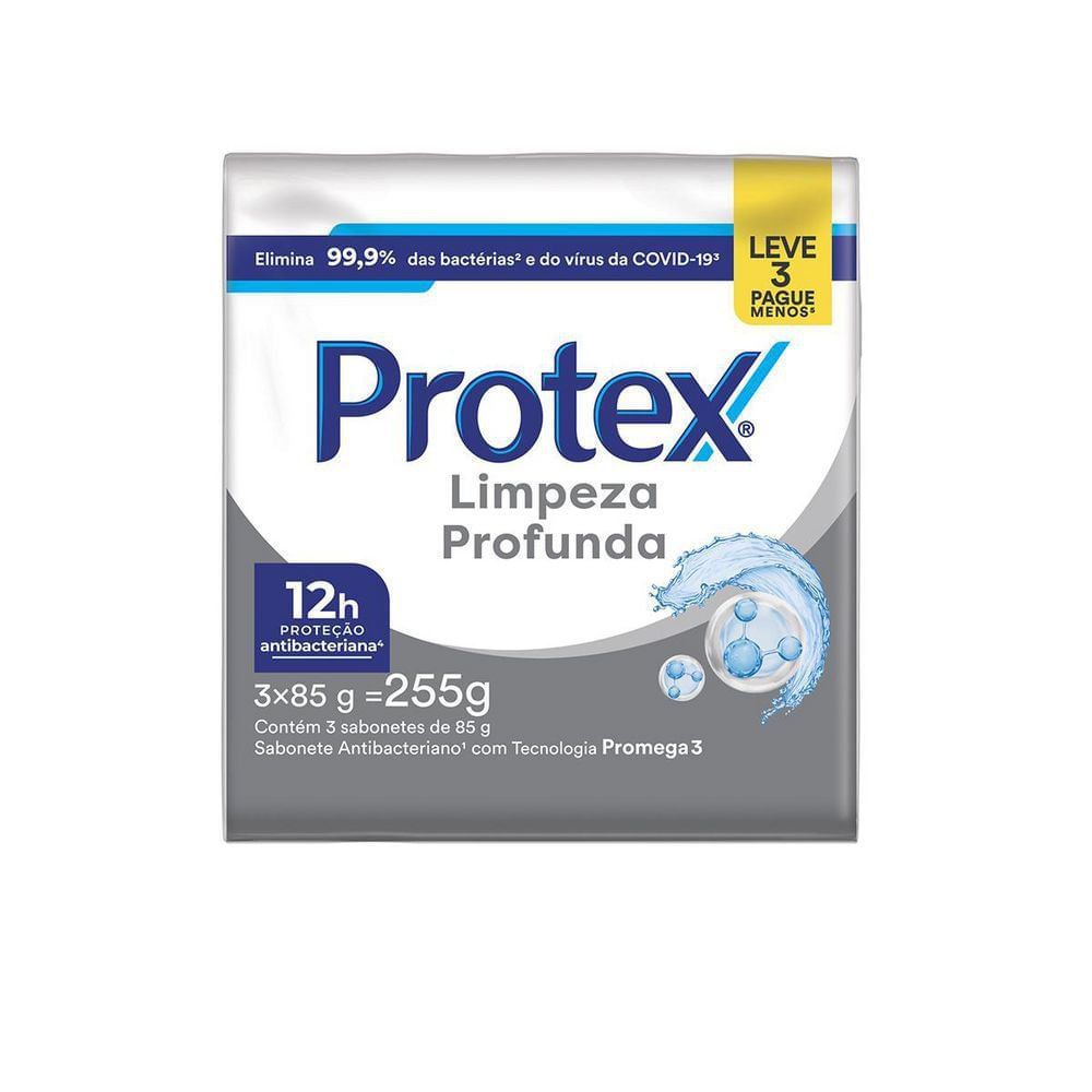 Sabonete em Barra Protex Antibacteriano Limpeza Profunda  85g Cada Leve 3 Pague Menos em Oferta na Shopee