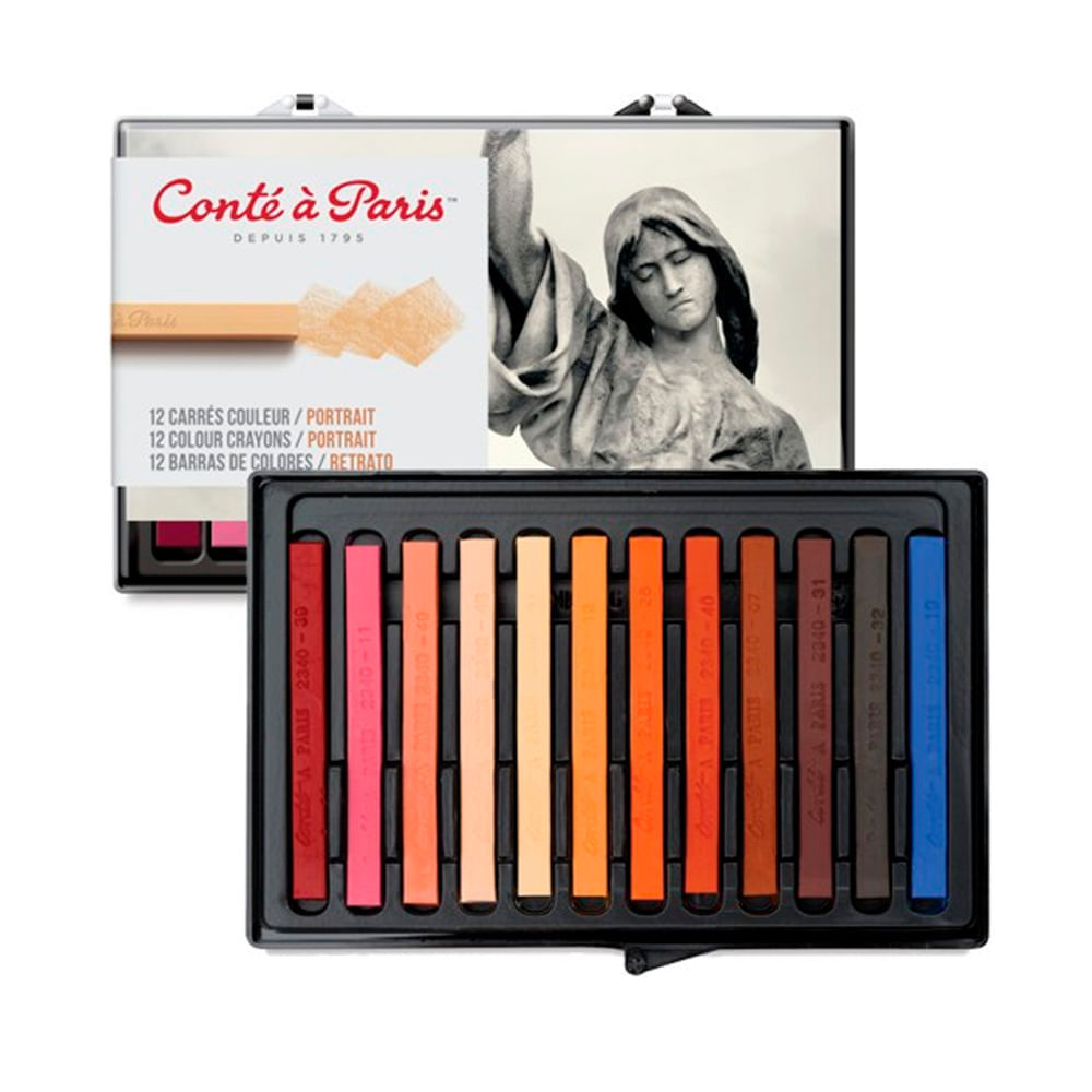 Estojo Giz Pastel Seco Carre com 12 Cores Conte à Paris 50129