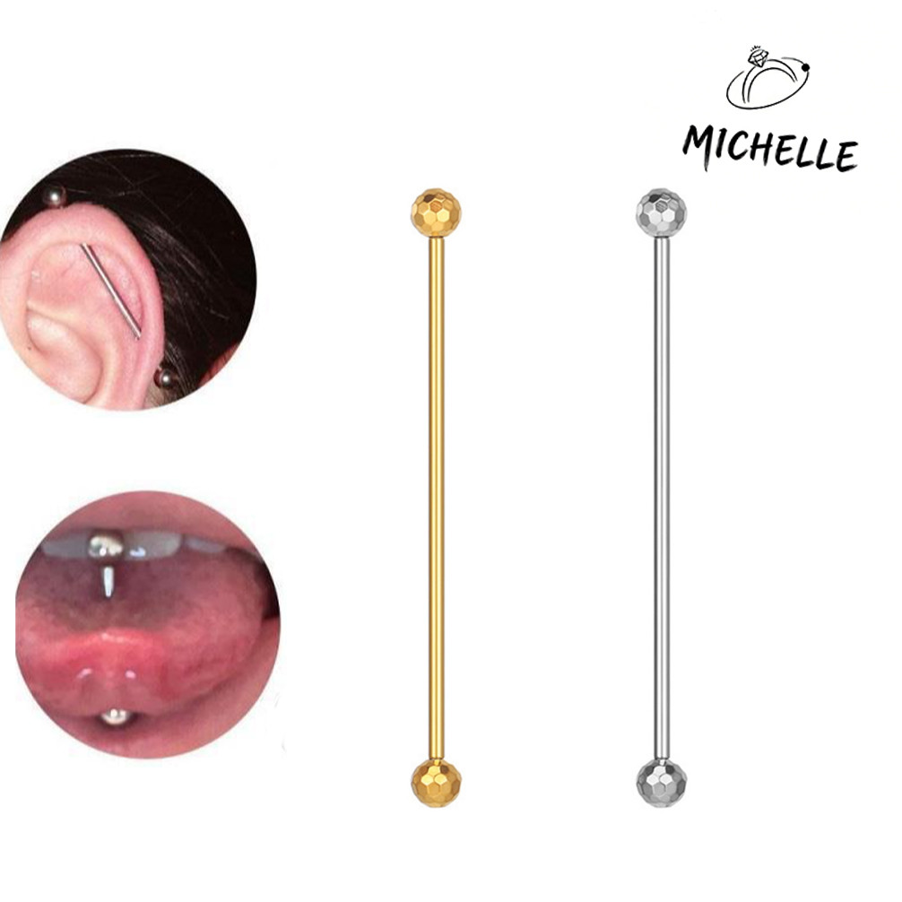 Piercing barbell Titânio reto PVD rosca interna laoidada para língua, mamilo, bridge, transversal