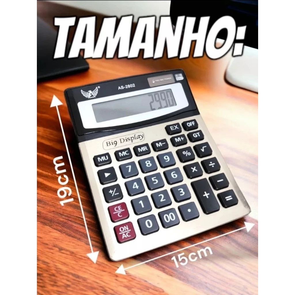 Calculadora De Mesa Tela E Teclado Grande Incluso Com Pilha 12 Dígitos