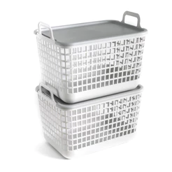 Kit Cestos de Plástico com Tampa 15l - 2 Pçs Oikos