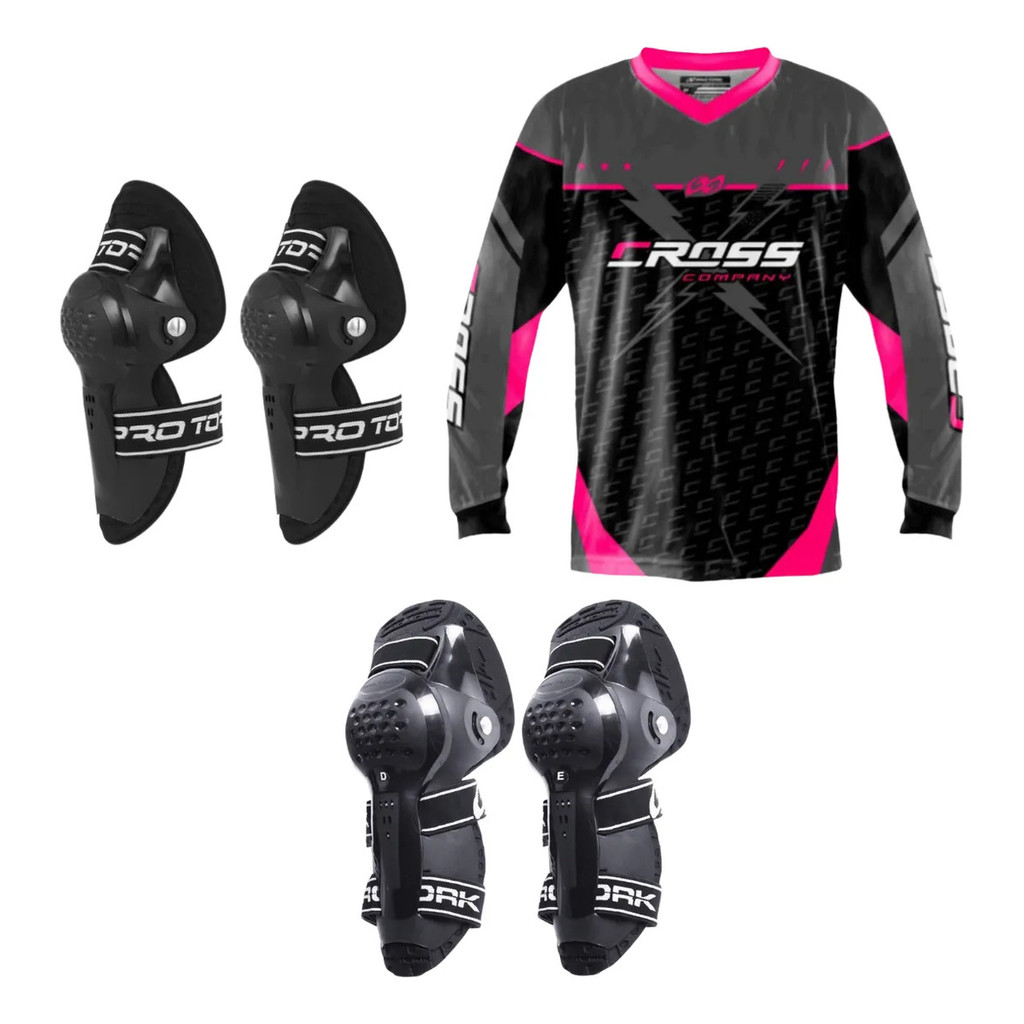Kit Camisa Cotoveleira e Joelheira Articulada Motocross Trilha Enduro Corrida