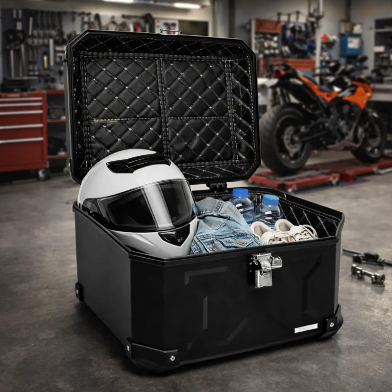 Baú Moto 57L Bauleto Traseiro Reforçado C/ Encosto + Suporte Universal em Oferta na Shopee