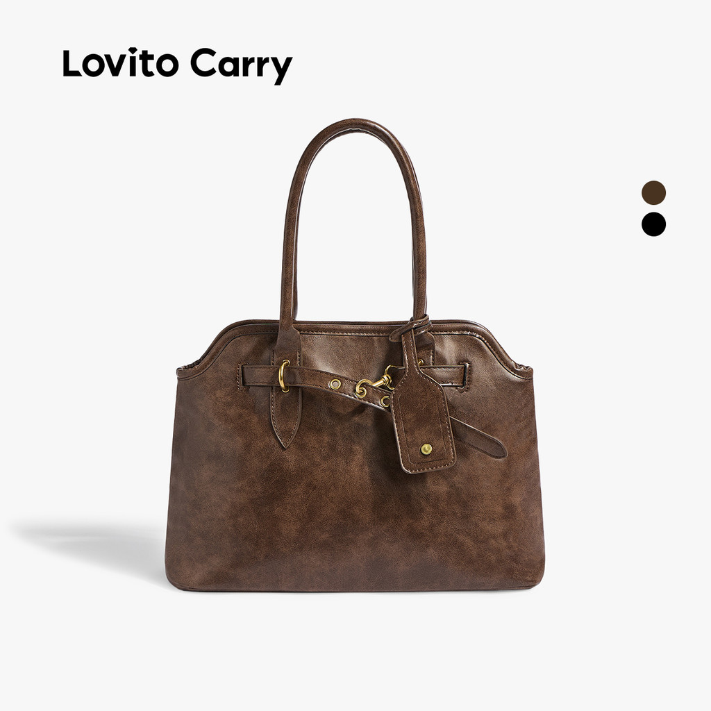 (Lovito Carry) Bolsa de Ombro Elegante e Simples para Mulheres LR19E407 em Oferta na Shopee