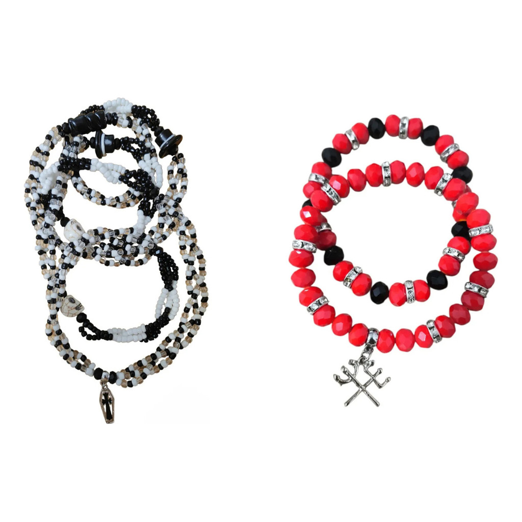 Kit Guia Exu Tranca Rua Das Almas + Pulseira Exu Pombogira