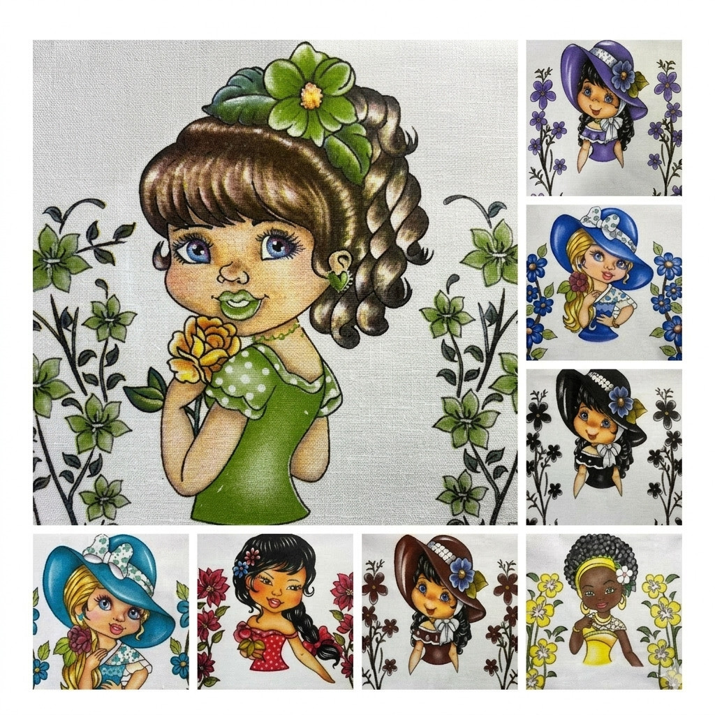 Kit 10 Panos de Prato Bonequinha Misto 73x50cm Nova Era 100% Algodão Decoraçao Artesanato Croche Bordado Pintura Grande em Oferta na Shopee