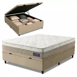Cama Box Baú Colchão Casal Molas Ensacadas Euro In Natural Confort 138x188x66cm