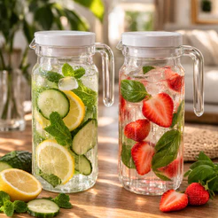 1 ou 2 Jarra Clássica De Vidro Para Suco Água 1 Litro Resistente - Prmeium/Gourmet