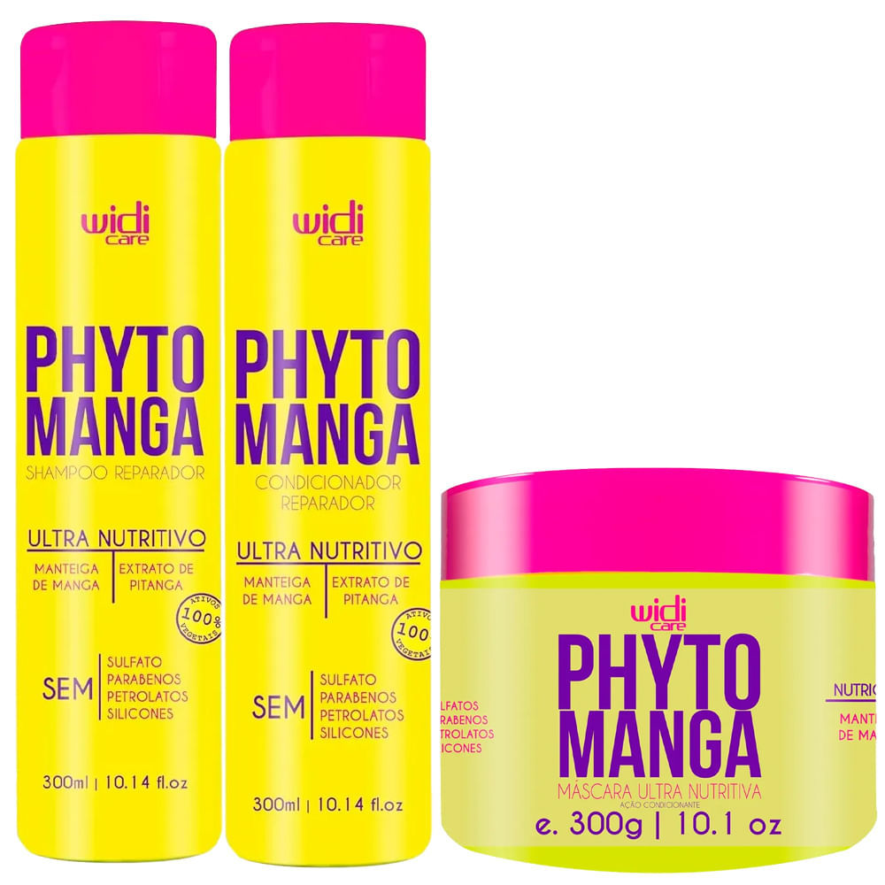 Kit Shampoo + Condicionador + Máscara Widi Care Phytomanga 300ml em Oferta na Shopee