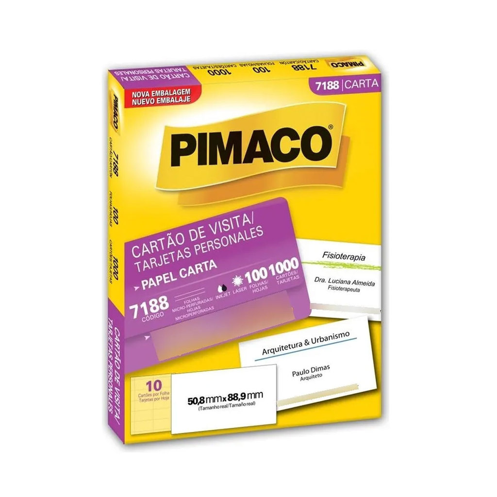 Papel cartão de visita 7188 com 100 folhas Pimaco em Oferta na Shopee