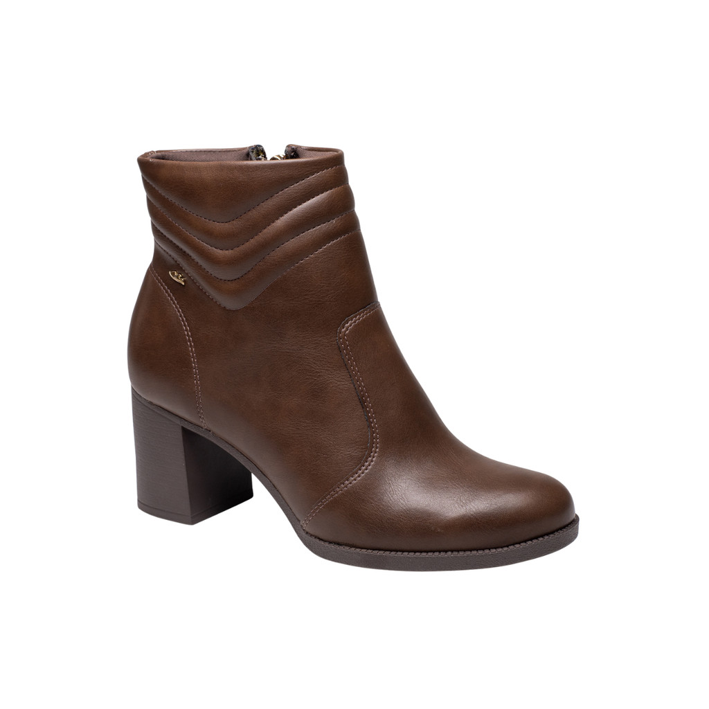 Bota Feminina Dakota Salto Bloco Grosso Clássica Elegante Bico Redondo Trabalho Zíper Original