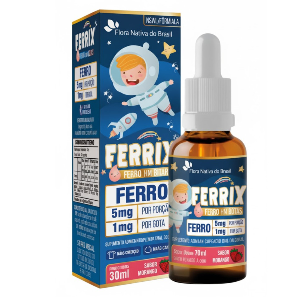 Suplemento com Ferro Auxilia na Imunidade Ferrix 30ml Gotas
