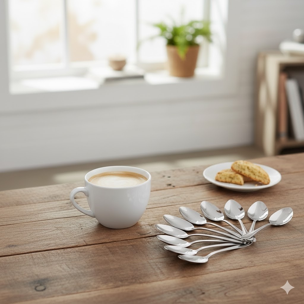 Conjunto 12 Colheres Inox Café Duráveis Estilo Moderno Uso Diário Prático Cozinha Achadinhos