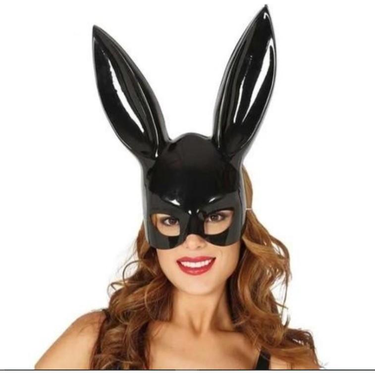 Máscara Masculina e Feminina Coelho Preto pra Fantasias e Cosplay Halloween e Carnaval
