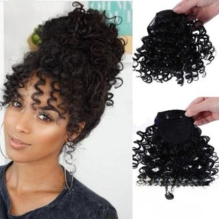 Franja De Cabelo , Extensões Peruca Afro Curta Encaracolada , Peças Resistentes Ao Calor Para Uso Diário