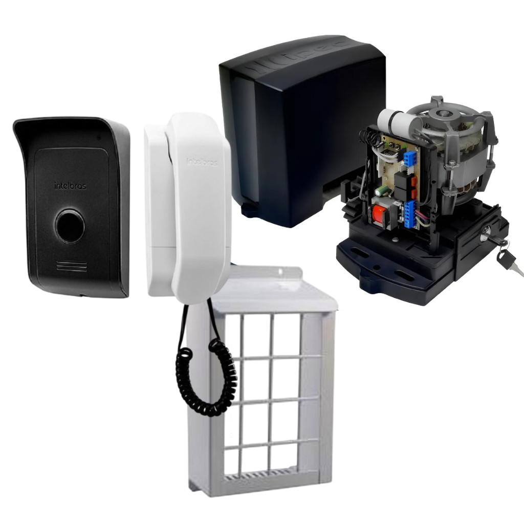 Kit Motor Portão 450kg Ipec + Interfone Intelbras + Grade