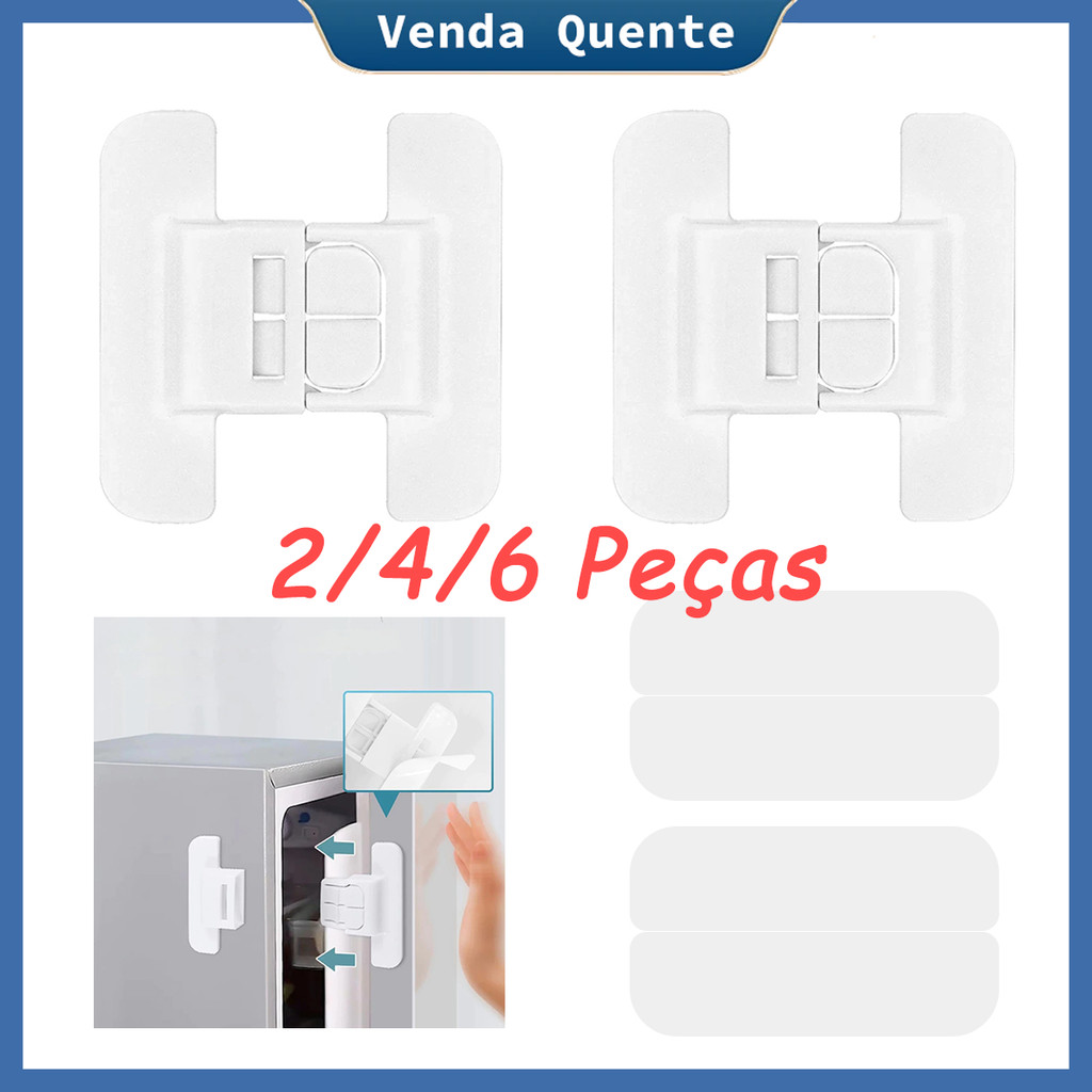 2/4/6 peças de fechaduras de porta de geladeira,Fechaduras de segurança sem punção,Fechaduras de segurança para crianças