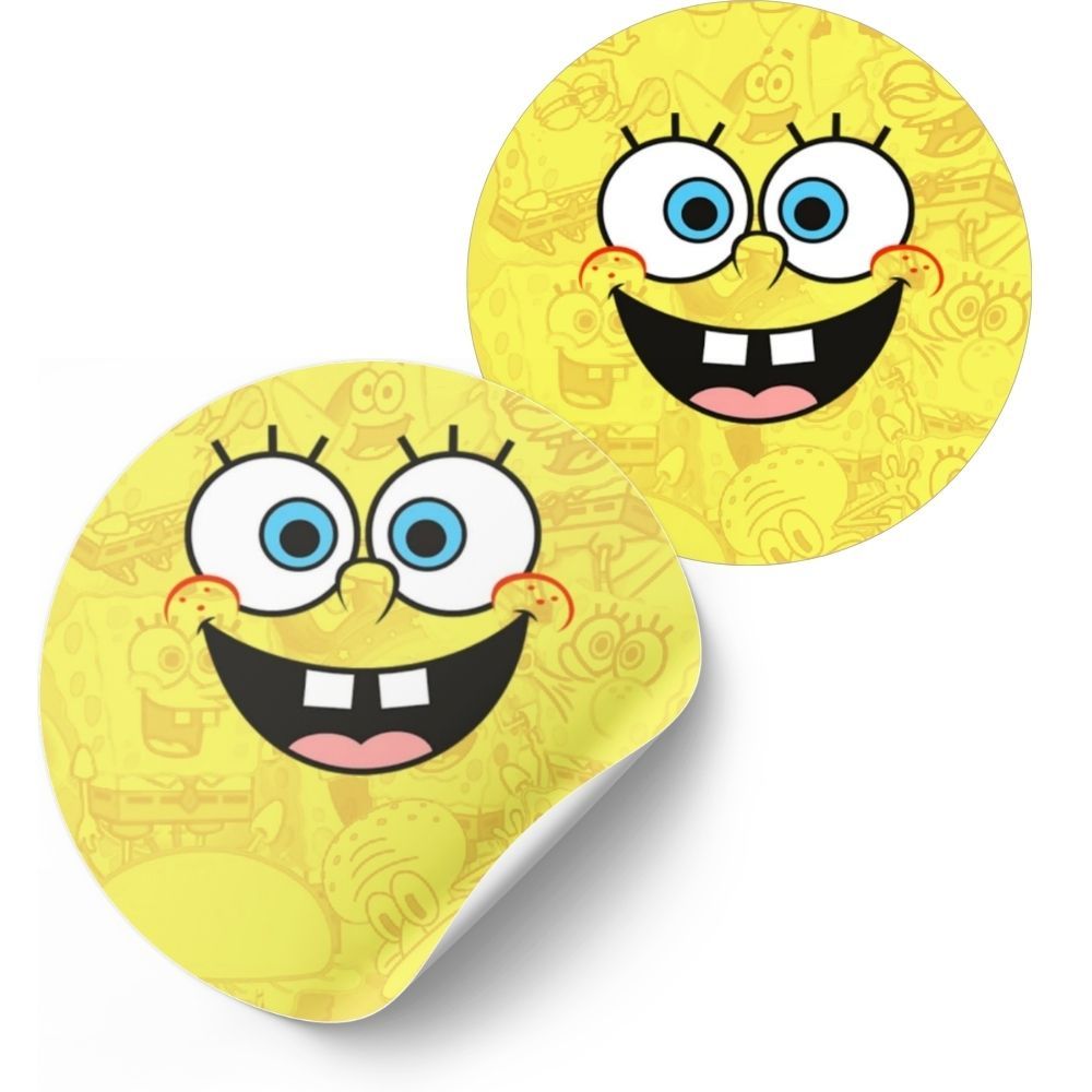 Adesivo Redondo Bobe esponja - 4cm Kit decoração de Lembrancinha Festa Infantil  Papelaria Personalizada Temática