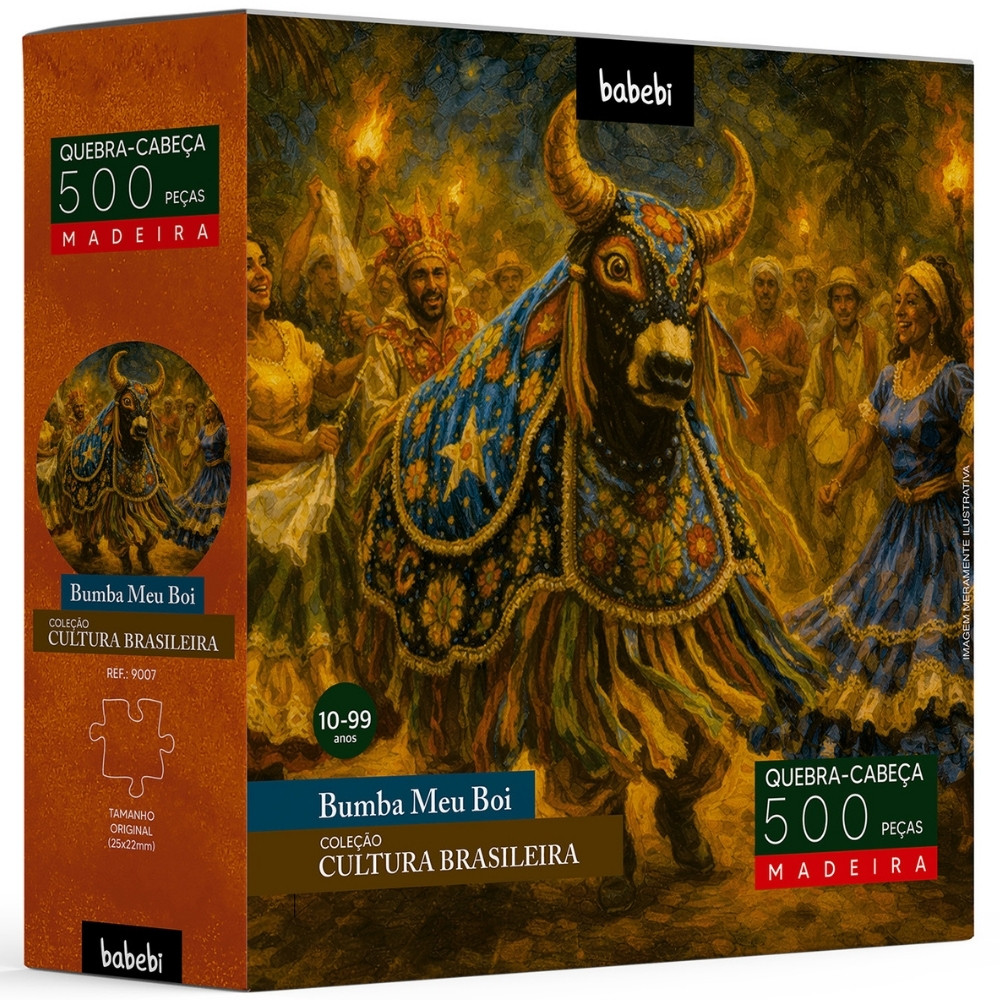 QUEBRA CABEÇA BUMBA MEU BOI 500 PEÇAS MADEIRA BABEBI PUZZLE FESTA CULTURAL BRASIL BRINQUEDOS MONTAR